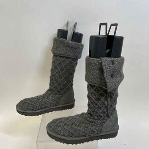 UGG Women's Gray Cardy Sweater Sock Boots - Size 10